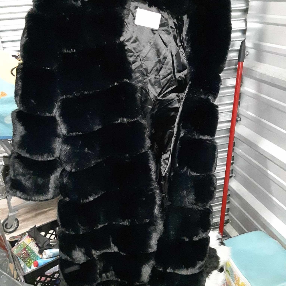 Black Azalea Wang Faux Fur trench coat